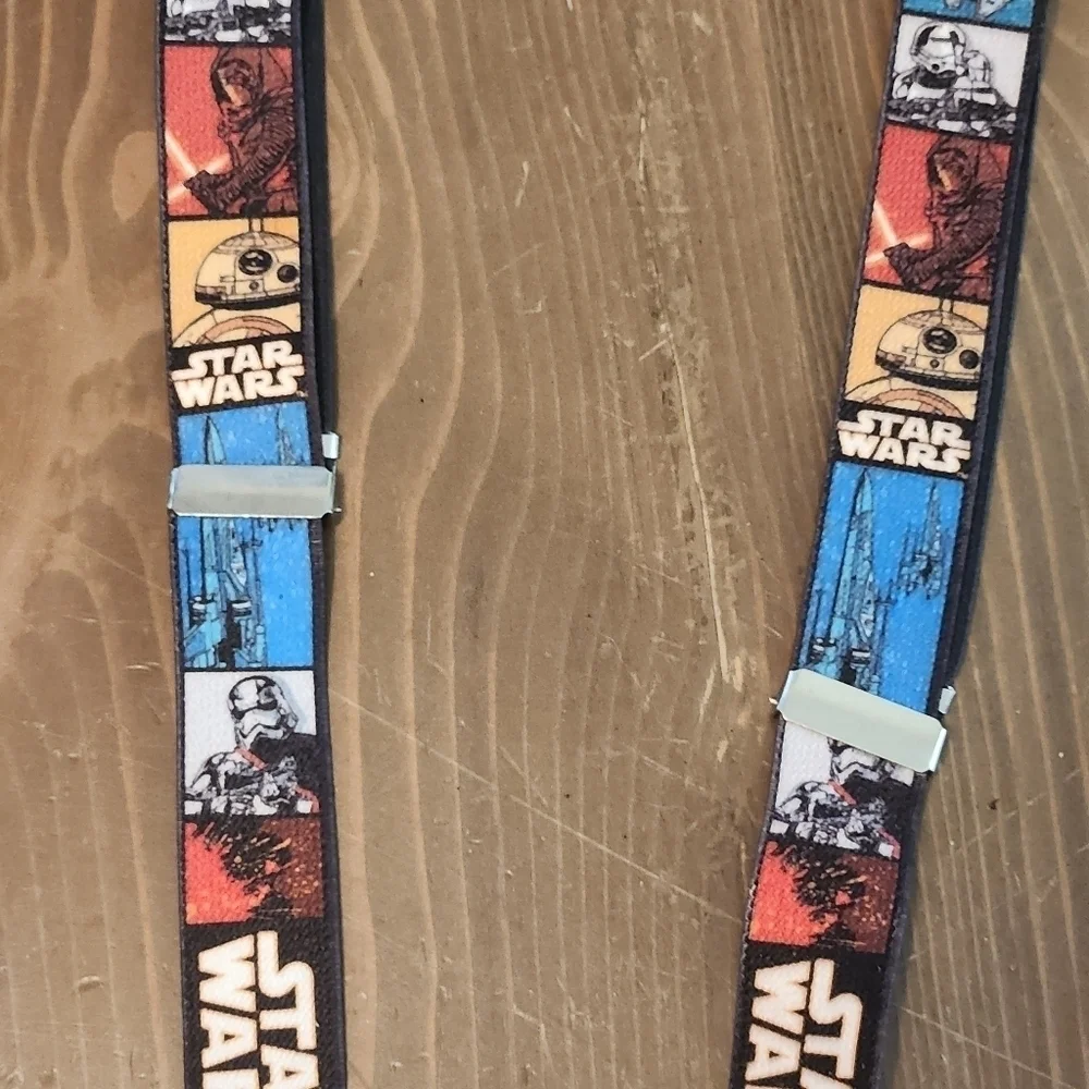 Star Wars Elastic Adjustable Clip-on Kids Suspenders Great Condition Multi-Color